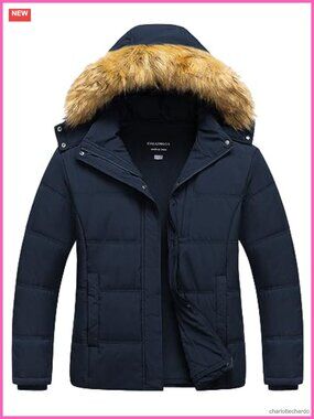 Plus Size Puffer Jacket Waterproof Fleece Lined Detachable Fur Hood Winter Coat